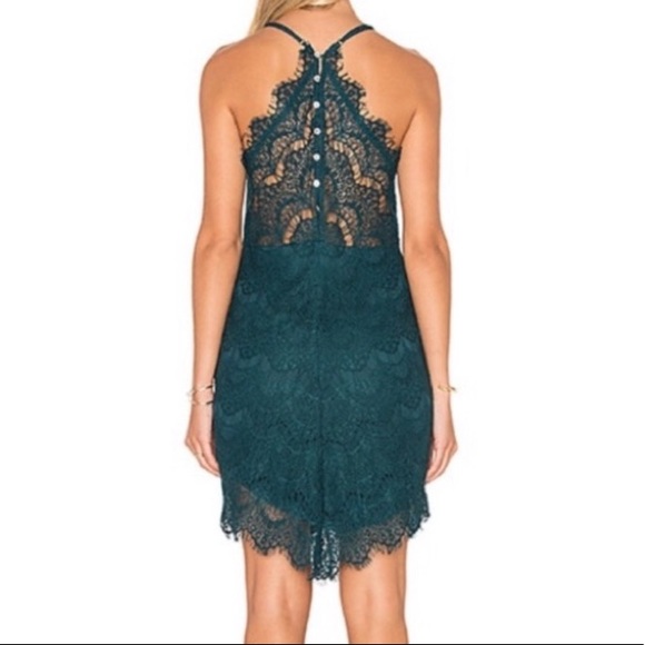 Free People Emerald Green Lace Dress Size XS - Picture 2 of 4